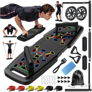 Portable Full Body Home Gym Kit with Push-Up Board & Accessories